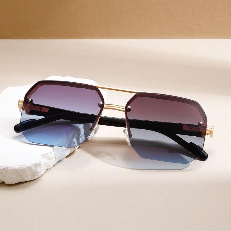 Occhiali da Sole da Uomo 2025 Quadrati in Metallo Semi-Cerchiati - Tendenza Moda Classica con Protezione UV.