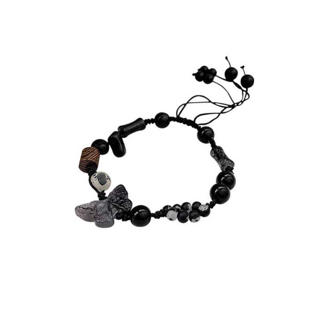 Exquisite Charm New Chinese Style Hand Rope Pendant Adjustable Butterfly Ink Wash Bracelet Hand Rope Jewelry Accessories