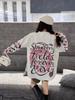 Chic Korean Style Rhinestone Print Round Neck Sweater for Women (2026 Winter Collection)