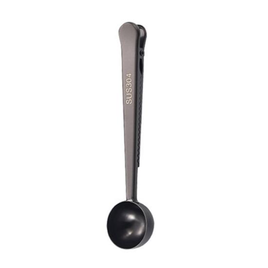 2-in-1 Stainless Steel Coffee Scoop Bag Sealer Measuring Spoon with Built-In Clip Rust-Proof Dishwasher Safe Kitchen Essential for Coffee Milk Powder