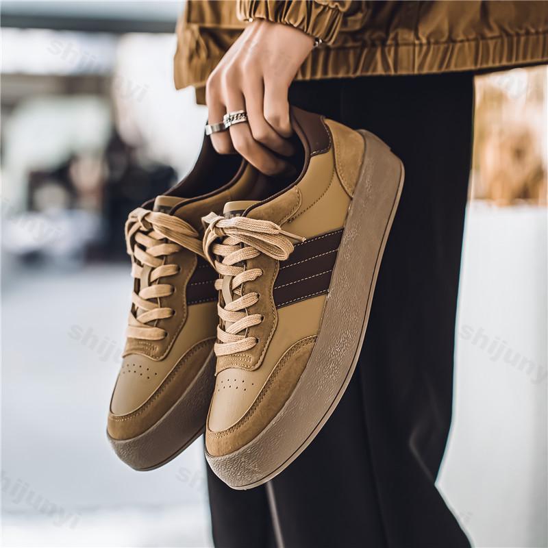 Fashion 2025 New Men Suede Low Top Shoes Fashion Sports Casual Lace-up Shoes Comfortable Lightweight Height Increasing Platform Sneakers