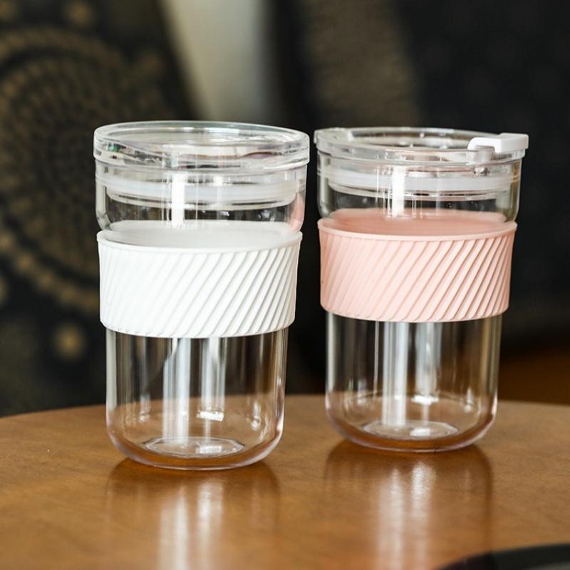 Tazza da Caffè Portatile da 460ml Tazza d'Acqua in Plastica Sigillabile con Coperchio Casa Ufficio Trasparente Tazza da Tè Tazze per Bevande Tazze Regalo