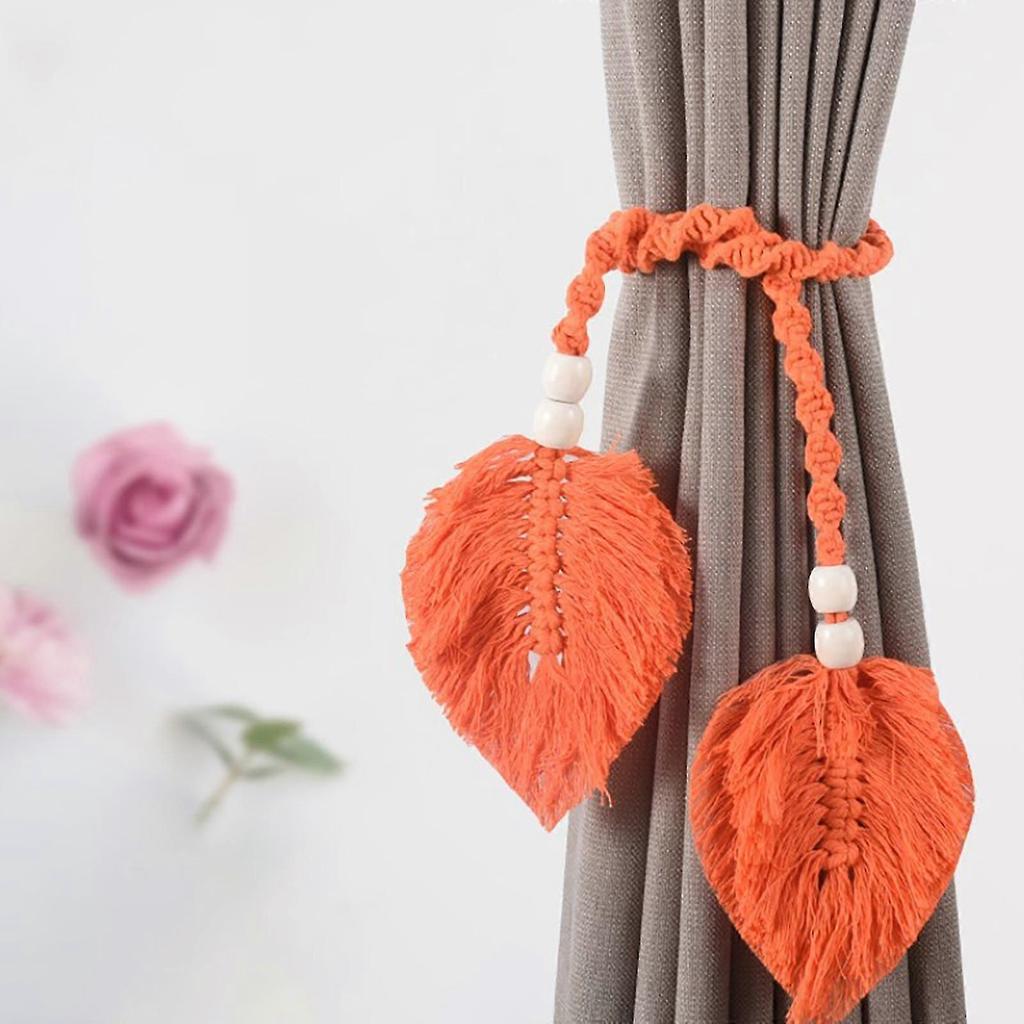 4Pcs Leaf Shape Curtain Tiebacks, Cotton Rope Curtain Holdbacks Home Decoration for Living Room Bedroom avocado green