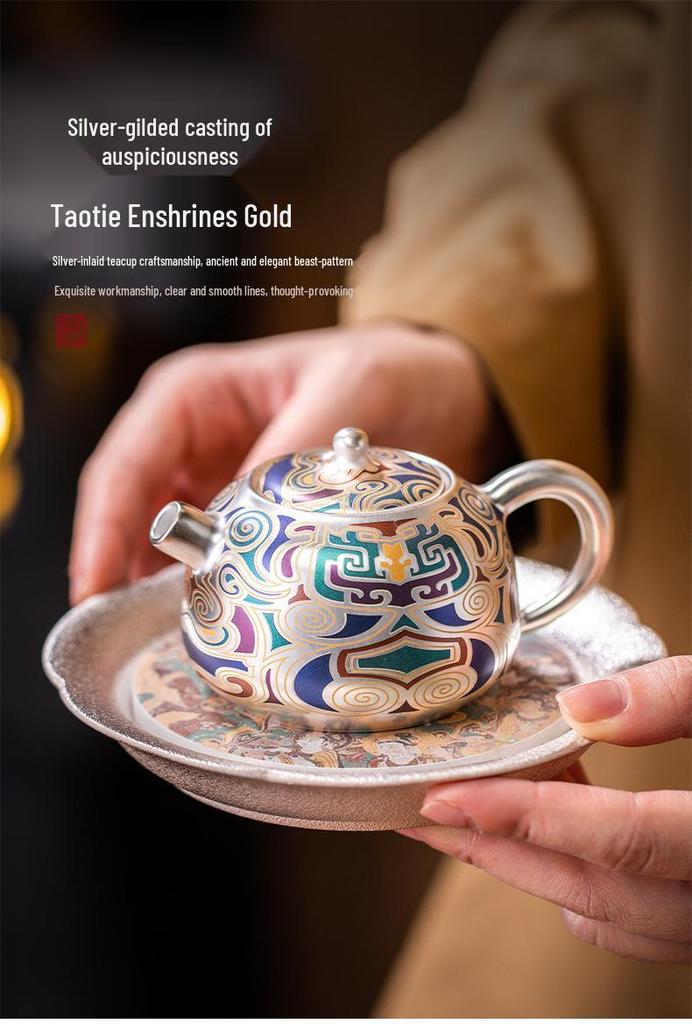Dunhuang Gilded Silver Tea Set: Perfect Gift for Elders, Teachers, Corporate Events, or International Souvenirs.