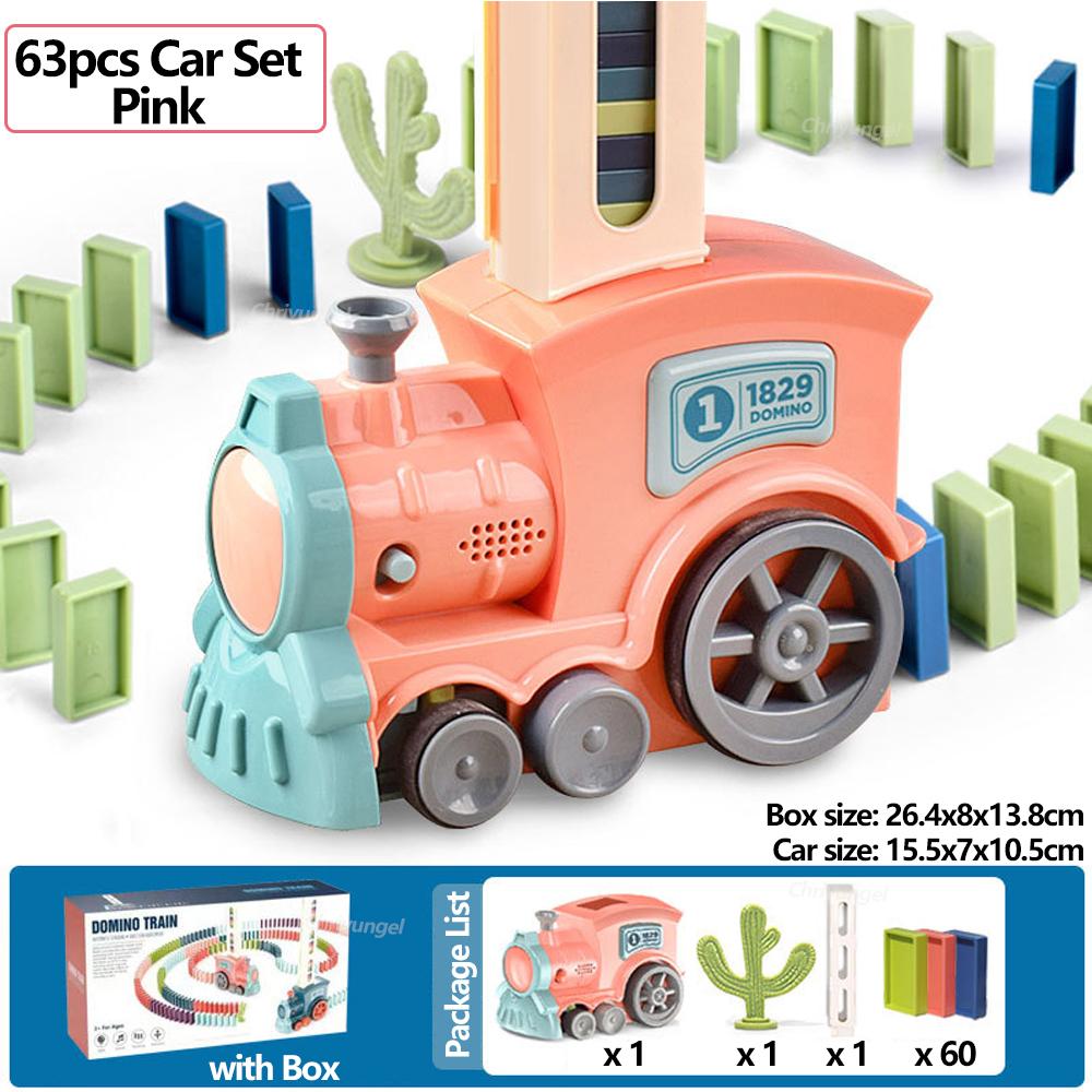 Domino Train for Kids Automatic Laying Electric Car Colorful Dominoes Set Brick Blocks Kits Games Educational Toys Girl Boy Gift