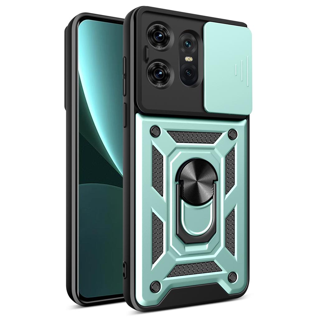 For Motorola Edge 50 Pro 5G Case PC+TPU Back Cover with Lens Protector+Kickstand