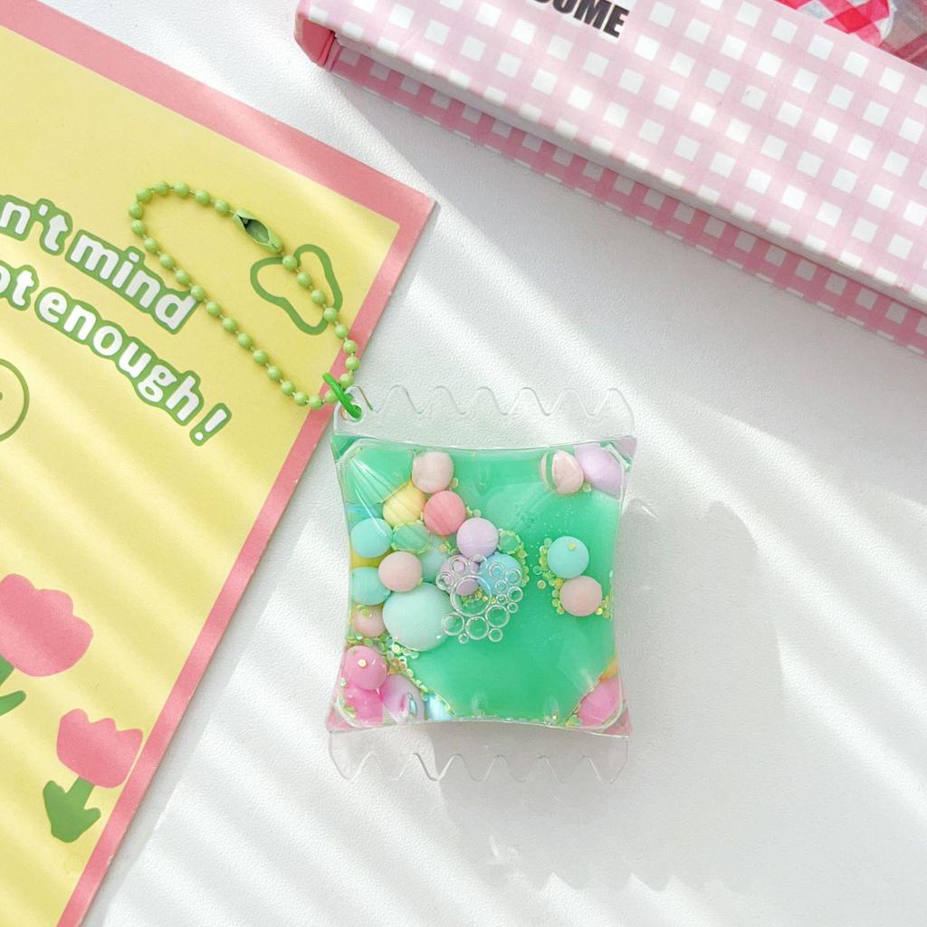 Cute Glittery Acrylic Milk Bean Keychain Pendant