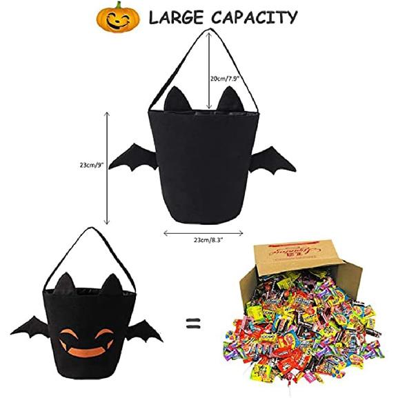 Halloween Trick or Treat Bags Bat Candy Bucket Reble Canvas Bag Best Halloween Party Gifts for Kids Halloween Bucket Large
