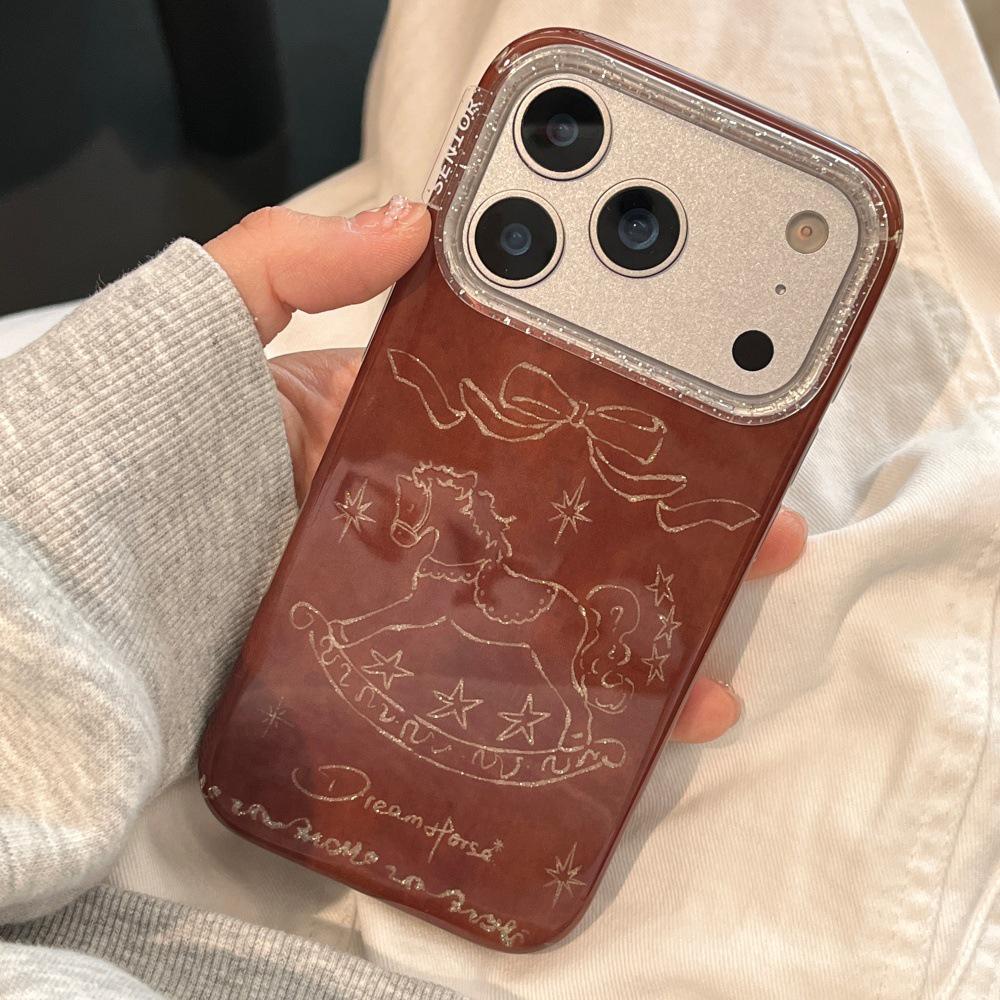 

Bow Rocking Horse Solid Color Protective Phone Case for iPhone 17/16PRO/15P/14P Girls iPhone 16 Pro