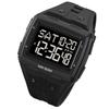 Digital Sports Watch Dual Time Display Night Light Adjustable TPR Band Outdoor Waterproof Watch for Men Women Black Silver