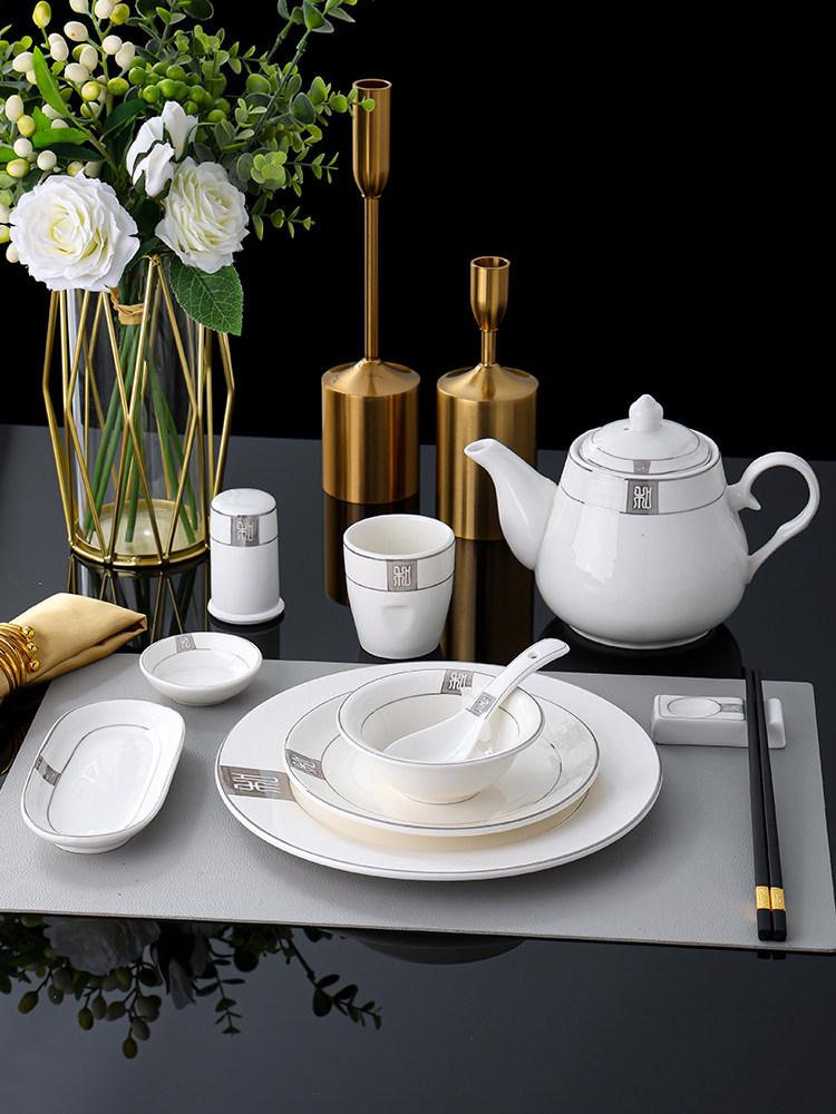 Luxury Ceramic Tableware Set - 4-Piece High-End Bowls, Plates & Dishes for Hotels & Restaurants