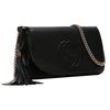 Gucci Impressed Logo Chain Tassel Leather Crossbody Shoulder Bag Women bags Black 536224-A7M0G-1000
