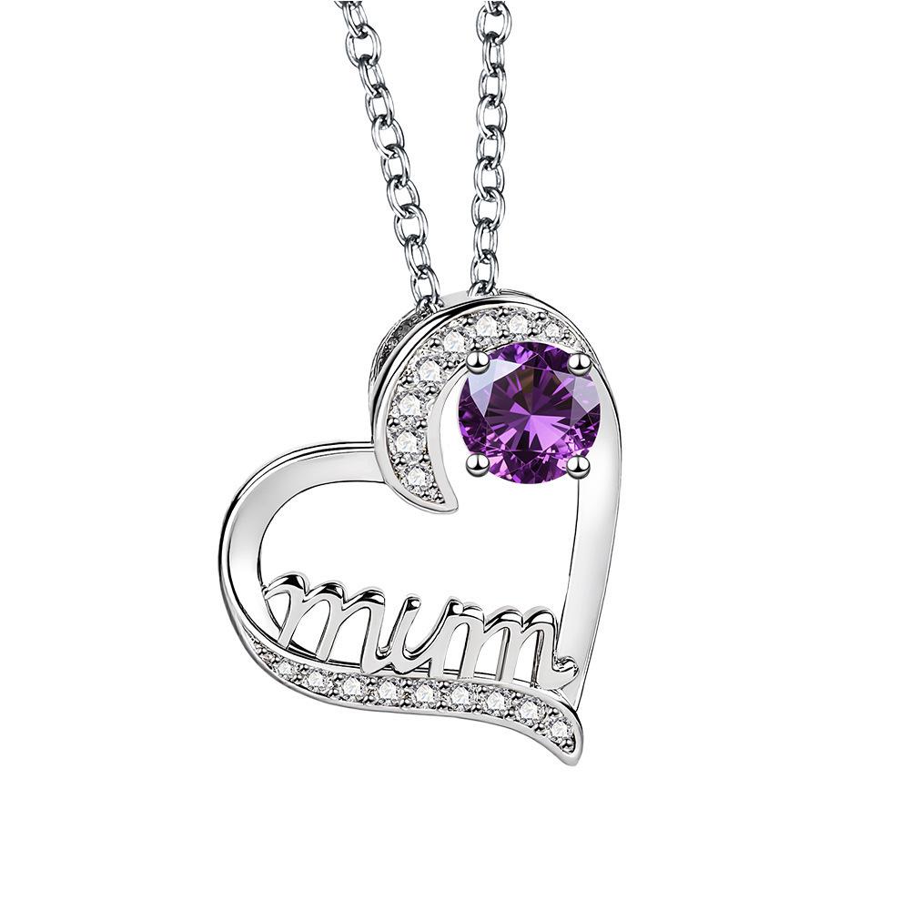 Heart-Shaped Mum Necklace - Fashionable European & American Style, Niche Design, Perfect for Mother's Day Gift.