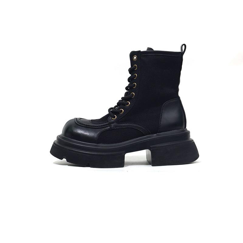 

Западные ковбойские ботинки на платформе с большой головой, женские осенние новые модные короткие ботинки, ботинки-локомотивы 34 чёрный