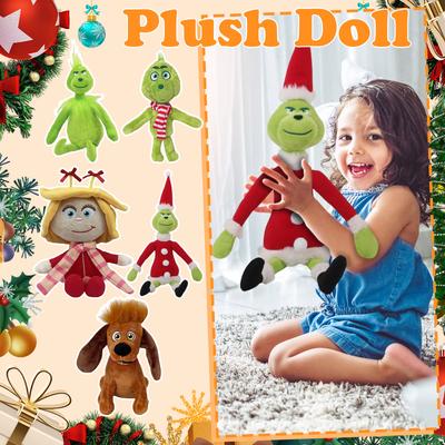 GrinchGreen HairedMonster Plush Doll, Little Doll, Green GenieDog, Christmas Children's Birthday Gift