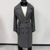 Sobretudo Trench Coat Longo Feminino Abotoadura Dupla Lapela Clássica Casaco Peacoat com Cinto Outono Inverno Casaco Casual
