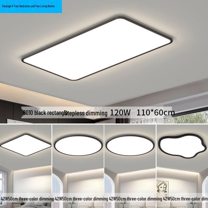 Ultra-Thin Minimalist High-Brightness Modern Ceiling Light Set with Anti-Blue Light for Bedroom and Guest Room