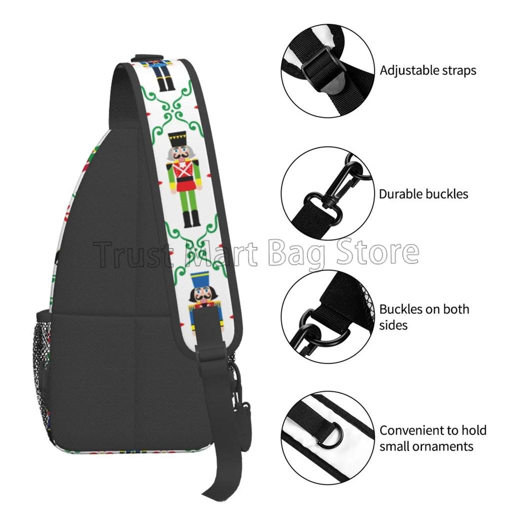 Christmas Nutcrackers Chest Bags Holiday Xmas Crossbody Sling Bag Travel Hiking Backpack Casual Shoulder Daypack for Women Men