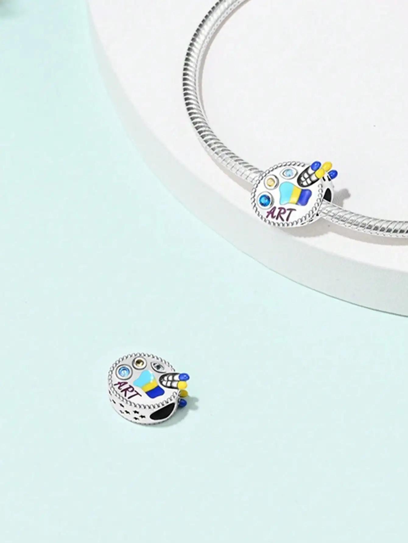 Шармы Серебро Медные Цвета Палитра Художника Масляные Краски Бусины Шарм Подвеска Для Оригинального Браслета Для Женщин DIY Украшения Подарок Любви