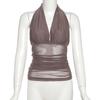 European and American style summer new women's clothing fashionable and sexy perspective backless large V-neck neck sling vest