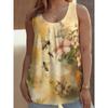 Summer Women's Large Size 3D Printing Flower Vest Loose Fashionable Comfortable Soft Breathable O Neck Sleeveless Vest