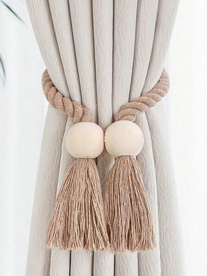 Magnetic Window Curtain Tiebacks Simple Wooden Tassel Curtain Buckle Curtain Holdback Suitable For Bedroom Living Room Kitchen Home Decoration