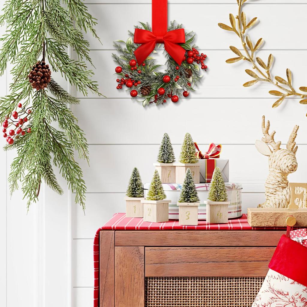 Wreath Decorations Bow Tie Festive Garland Christmas Garland Decor For Wall Mantle Kitchen Home Outdoor Indoor Holiday Winter