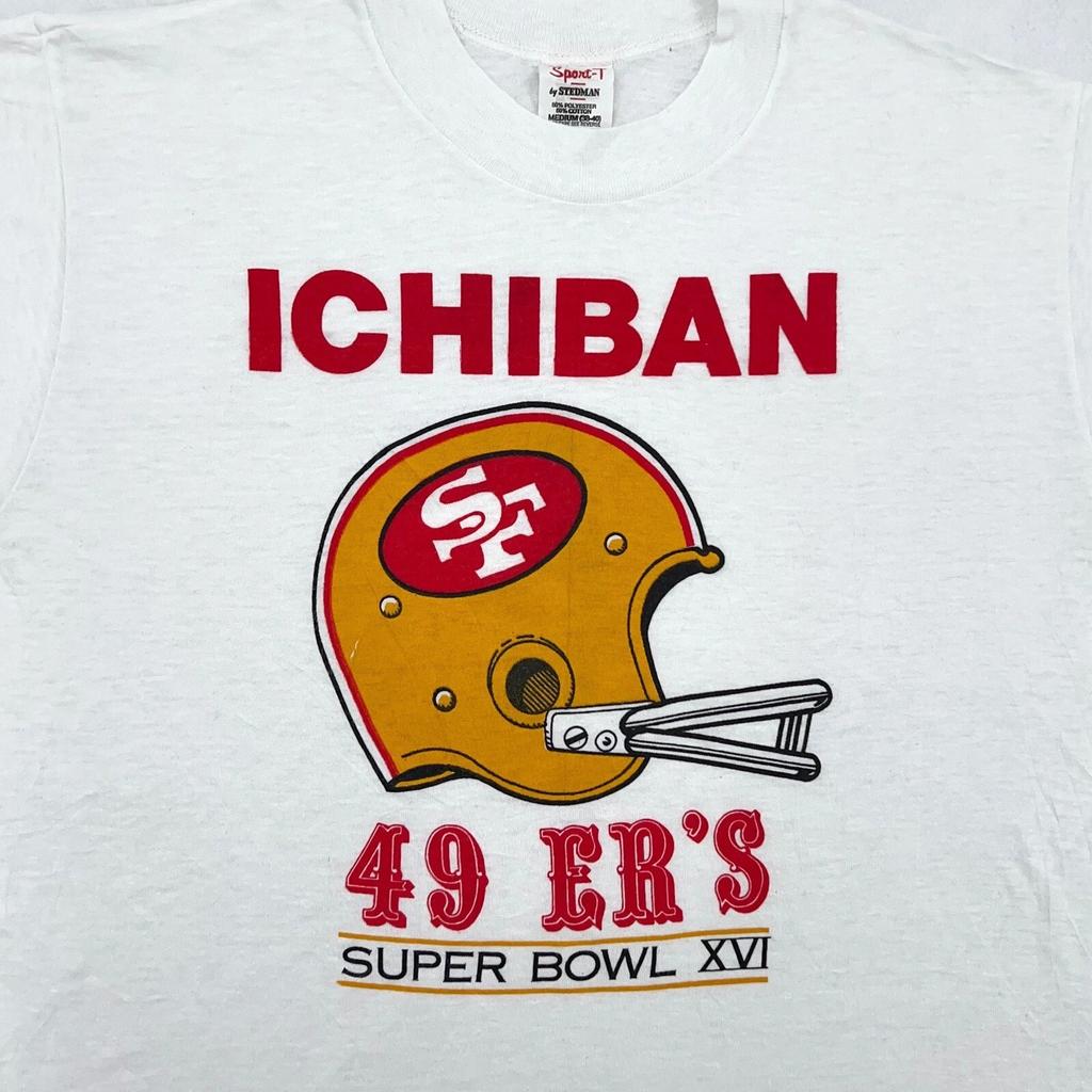 Vtg anni '80 SAN FRANCISCO 49ERS ICHIBAN SUPER BOWL XVI T-Shirt PICCOLA nfl football