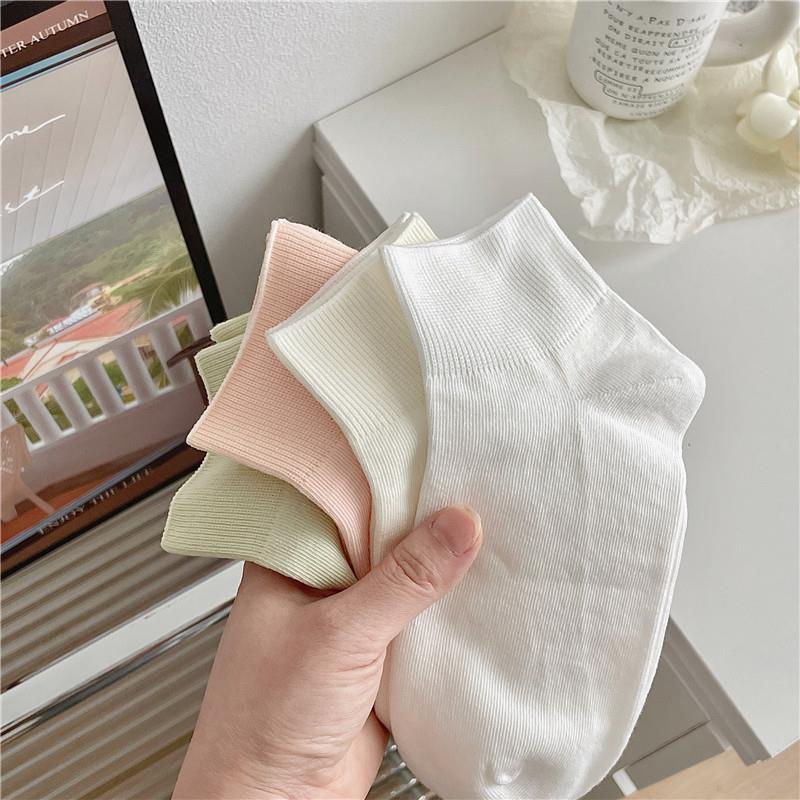 Socks Summer Thin Solid Color Short Tube Confinement Socks Tide Loose Boat Socks Crimped Wide Mouth Socks Cotton