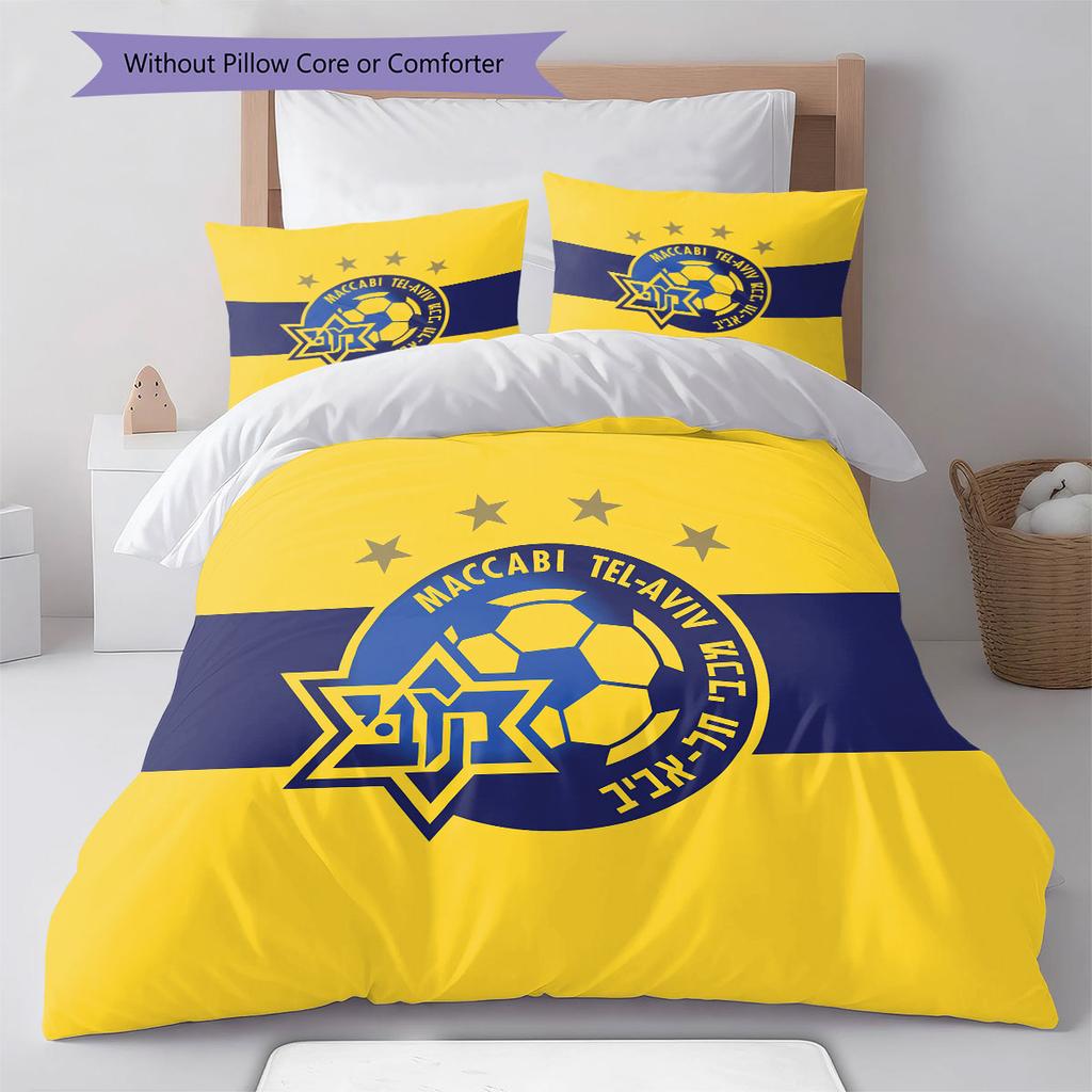 Maccabi Tel Aviv F.C Pattern Bedding,Quilt Set Quilt Cover Pillowcase Home Birthday Gift(1 * duvet cover + 2 * pillowcase, without core)