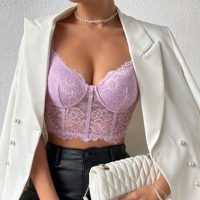 New Women's Fashion Sexy Lace Bottom Shirt Perspective Corset Lingerie