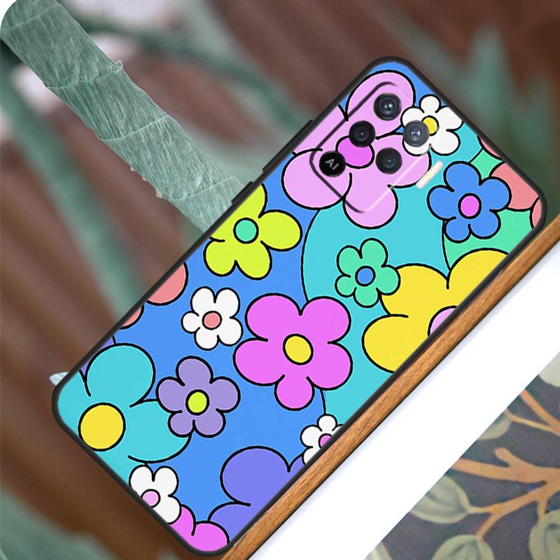 Groovy Flowers Hippie Bohemian For OPPO A53S A57S A54S A38 A78 A58 A79 A15 A17 A77 A16 A76 A96 A52 A72 A5 A9 A94 A74 Case