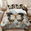 Butterfly Embossed Three-dimensional Flower Quilt Cover Set 1 Quilt Cover + 2 Pillowcases for Home and Dormitory