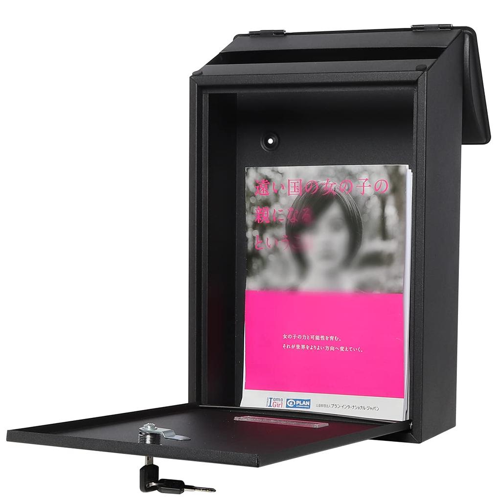 Jssmst Solid Color Large Mail Key Large for Entrance (Jessmat) Mailbox, Wall-Mounted, Slot, Lock, Metal, Capacity, (Black)