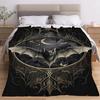 Bat and Moon Print Blanket, Gothic Fantasy Flannel Throw, Soft All Season Companion, Mysterious Night Theme Home Accent