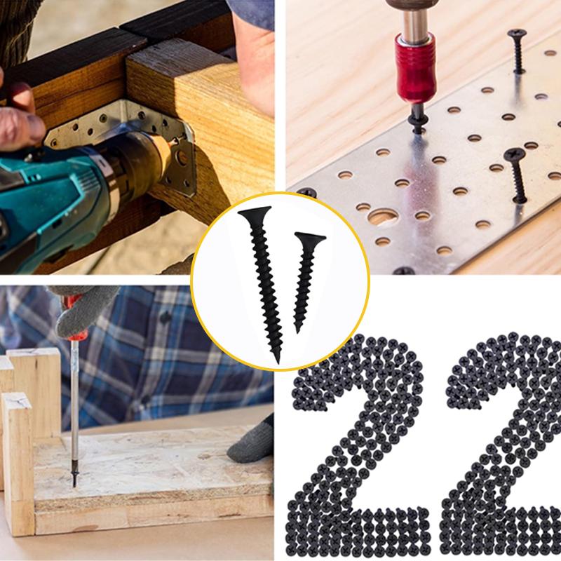 209Pcs Black Wood Screw Combination, M4M5 Cross Wood Screw Set