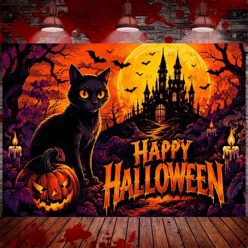 Halloween Party Decoration Backdrop Spooky Vintage Dark Magic Witch Photography Background Trick or Treat Photo Booth Banner308