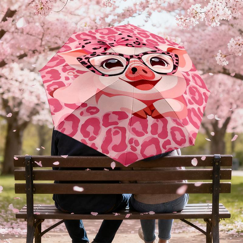 1pc Pink Pig Pattern Pattern Umbrella Design Automatic Opening and Closing Umbrella, High-quality Travel Umbrella,  C1128172