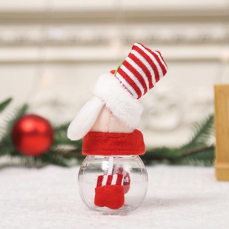 Contenitore Trasparente con Coperchio Bottiglia per Biscotti di Natale Bottiglia di Caramelle in Plastica Pupazzo di Neve Babbo Natale Cervo Scatola di Caramelle Custodia per Bottiglia in Plastica