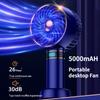 5000mAh Handheld Fans Portable Electric USB Fan LED Power Display Office Desktop Fan Indoor Outdoor Mini Fan Summer with Base