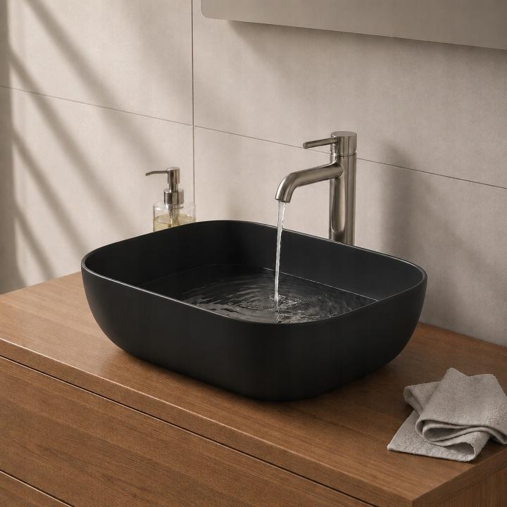 Lusso countertop washbasin 45.5X32.5 CM oval black matt