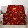 Luxurious Golden Snowflake Pattern Blanket - Red Gold Winter Throw, Soft Flannel, Elegant Home Decor Gift, All-Season