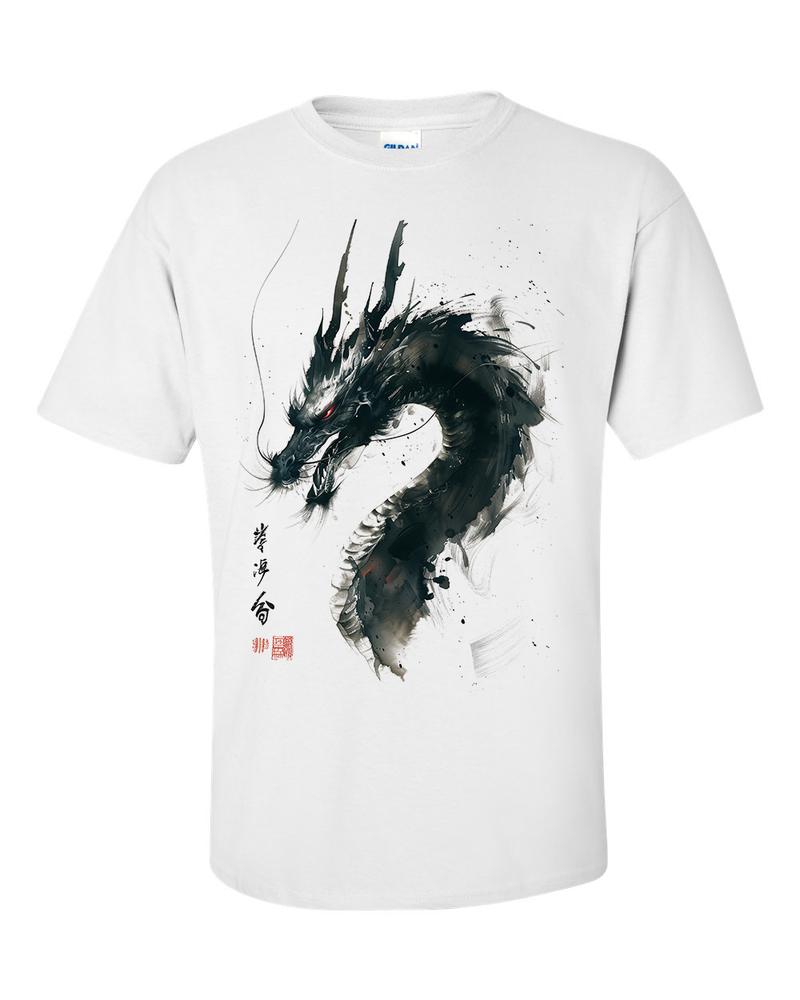 Chinese Dragon TShirt Ink Wash Painting Drawing Ukiyoe TShirt 2XL