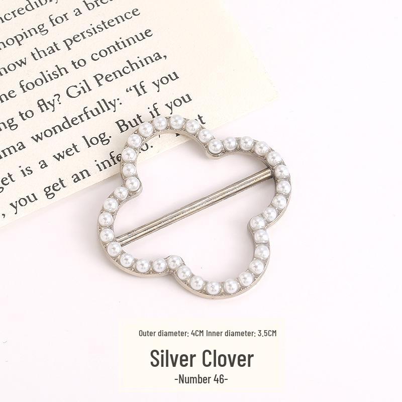 Pearl Rhinestone Waist Buckle Scarf Fastener Hem Knot Button for Women
