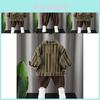 Stylish Cotton Two Piece Set For Boys Elegant Casual Striped Long Sleeve Shirt And Pants For Ages 3 To 8 In Khaki Color