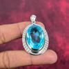 Blauer Topas Anhänger, 925 Sterling Silber Edelstein Schmuck, handgefertigter Anhänger, für Thanksgiving