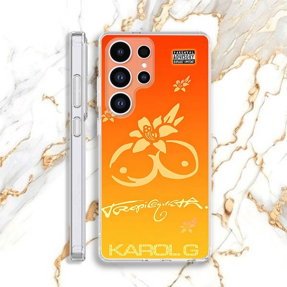 Tropicoqueta Phone Case For Samsung S30,23,21,22,20, FE lite,S10,9,8,7 PIus Note20ultra Soft Transparent K-Karol G Case