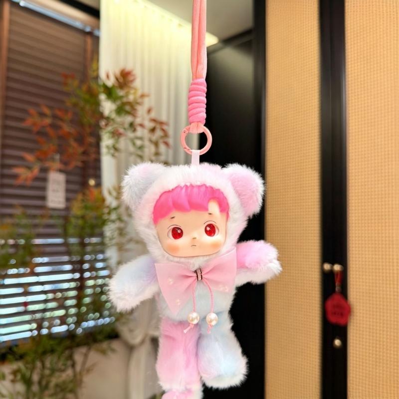 Cute Fluffy Plush Vinyl Doll Keychain Bag Pendant Birthday Gifts Cute Bag Charm Anime Figure Girls Gift