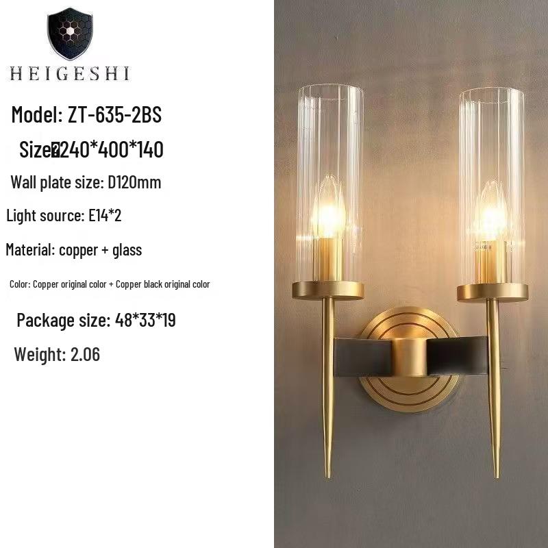 Nordische Luxus Glas- und Kupfer-Wandleuchte für Schlafzimmer oder Wohnzimmer