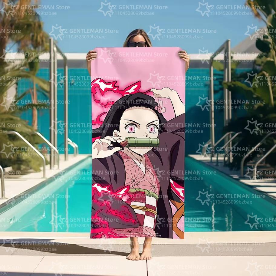 Beach Towels Demon Slayer Bathroom For Bath Sauna Personal Care Large Bath Towel Turban for Hair Drying Bathroom Set Accessories